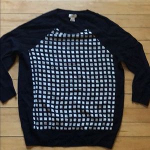 J crew Mixed material navy sweater